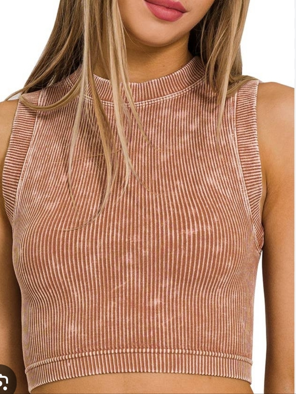 Stone-Washed Ribbed Seamless Crop Tank NWOT